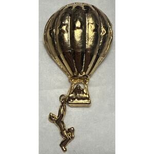Vintage Gold Tone Hot Air Balloon Brooch PB146